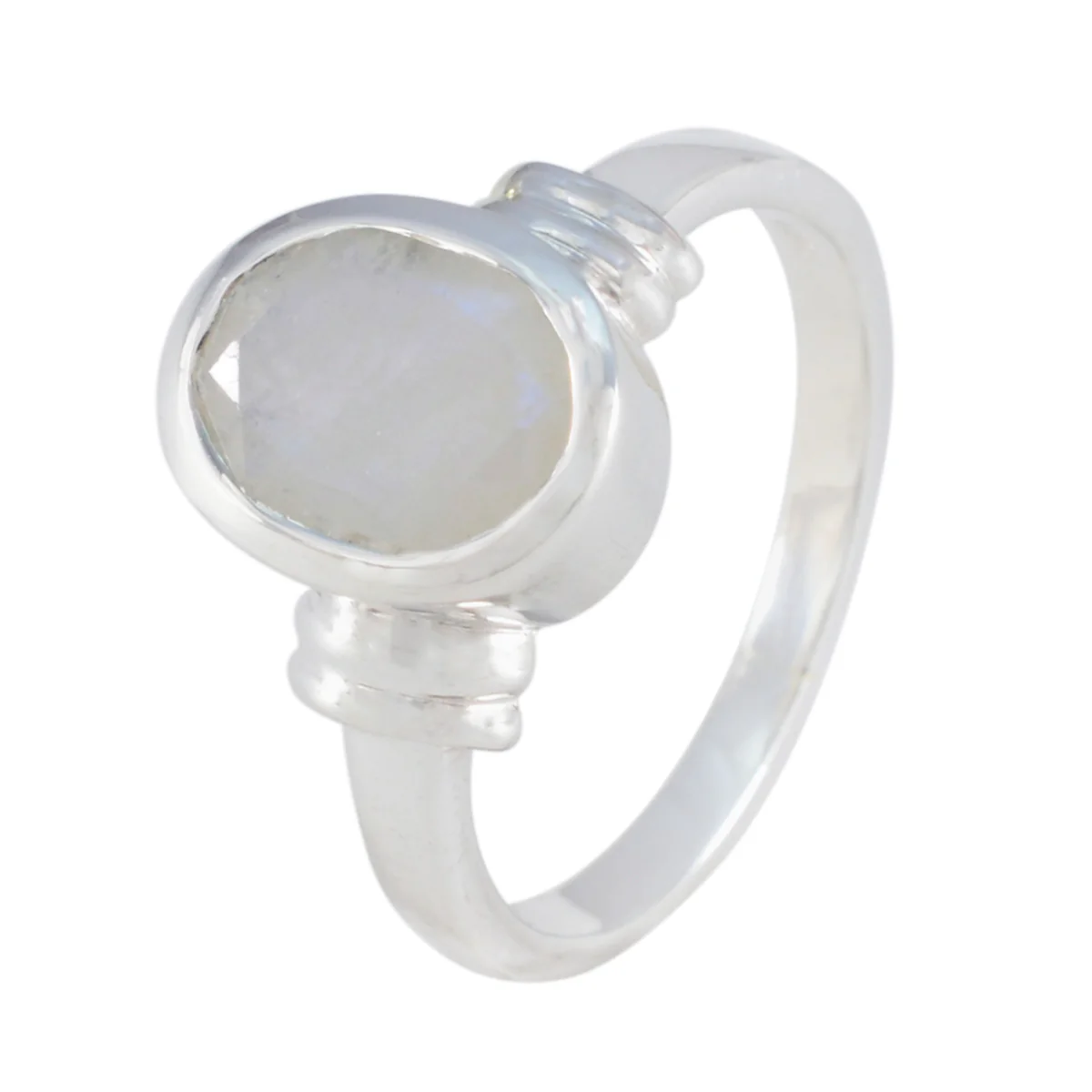 Rainbow Moonstone Solitaire Moroccan 925 Sterling Silver White Gems Mid-weight Glamorous Ring Jewellery - Image 2