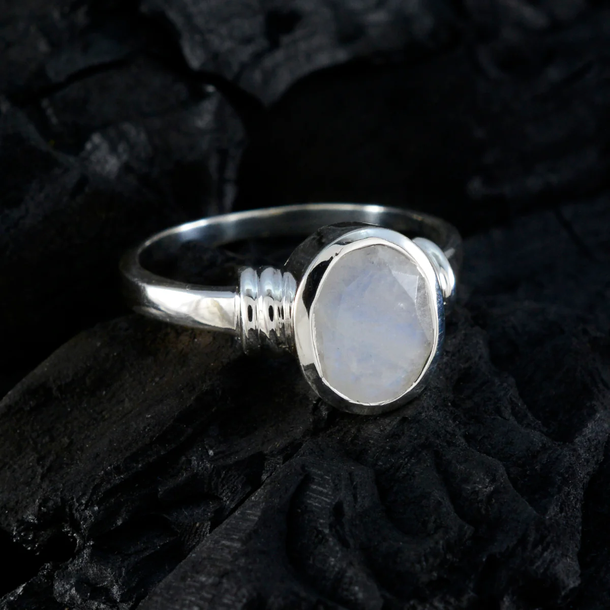 Rainbow Moonstone Solitaire Moroccan 925 Sterling Silver White Gems Mid-weight Glamorous Ring Jewellery - Image 5