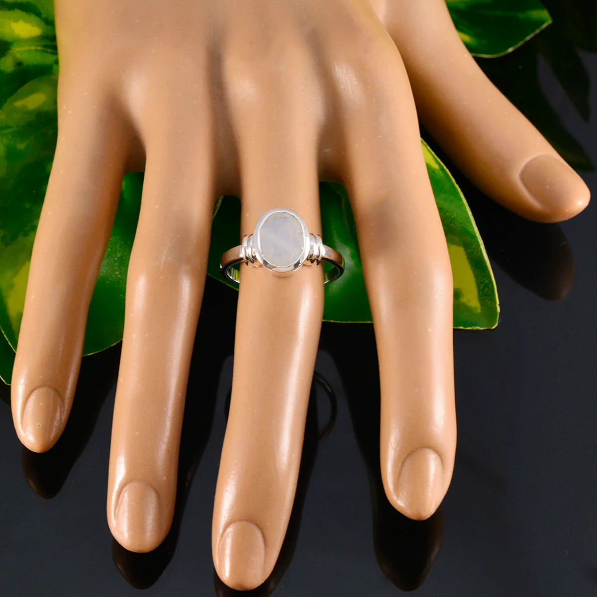 Rainbow Moonstone Solitaire Moroccan 925 Sterling Silver White Gems Mid-weight Glamorous Ring Jewellery - Image 6