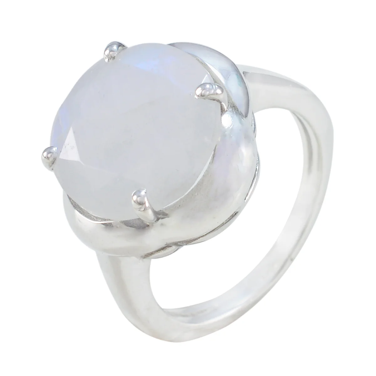 Rainbow Moonstone Solitaire Moroccan Silver White Gems Minimal Graceful Ring Jewellery - Image 2