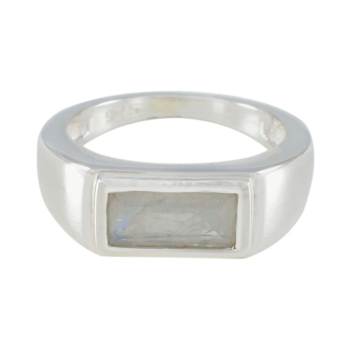 Rainbow Moonstone Solitaire Russian 925 Silver White Gems Tiny Love Ring Jewelry