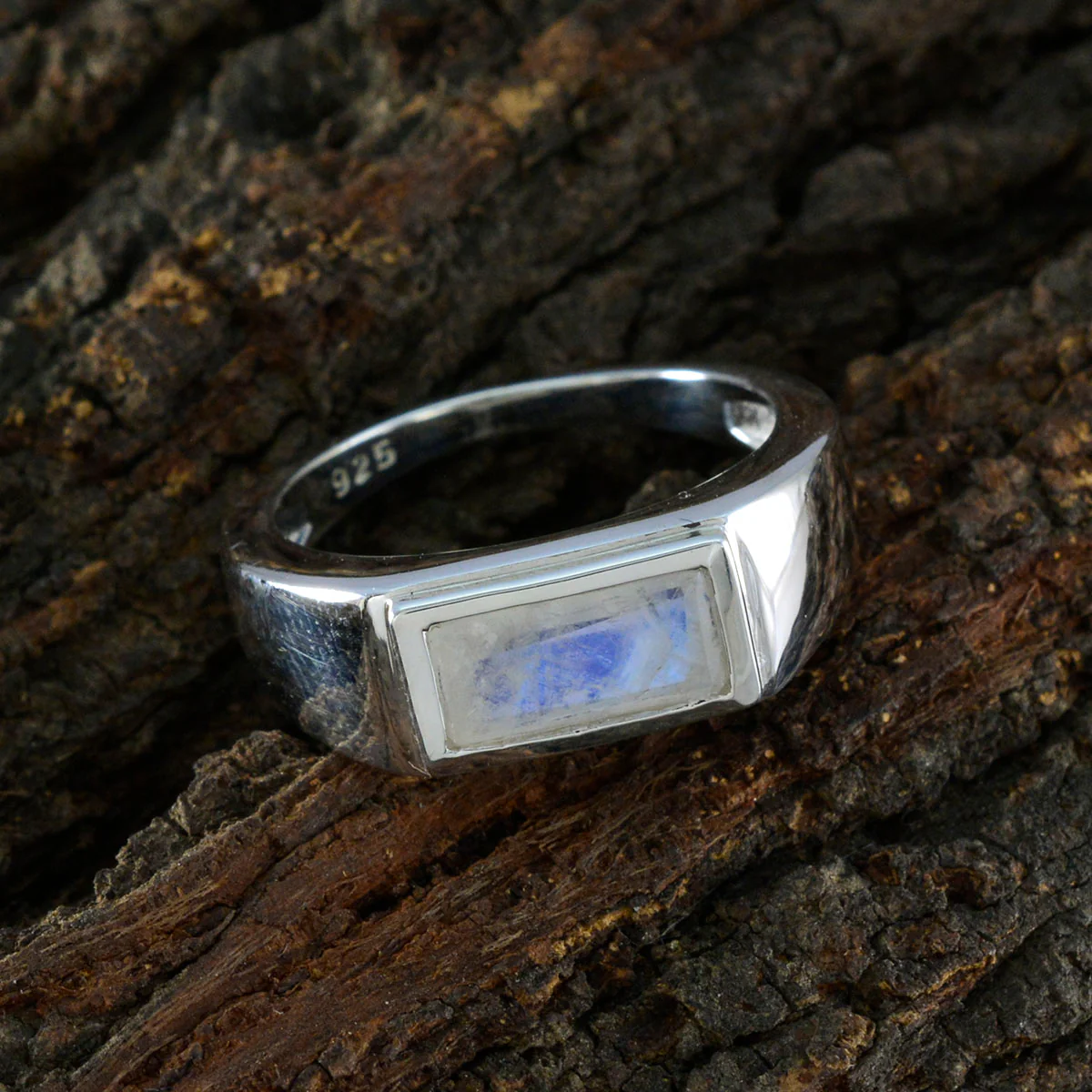 Rainbow Moonstone Solitaire Russian 925 Silver White Gems Tiny Love Ring Jewelry - Image 3