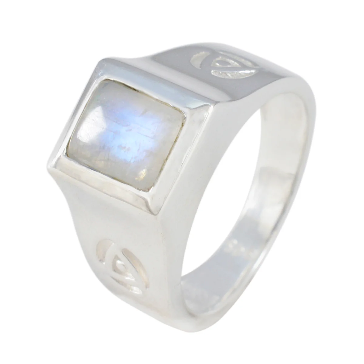 Rainbow Moonstone Solitaire Russian Silver White Gems Versatile Abstract Ring Jewellery - Image 2