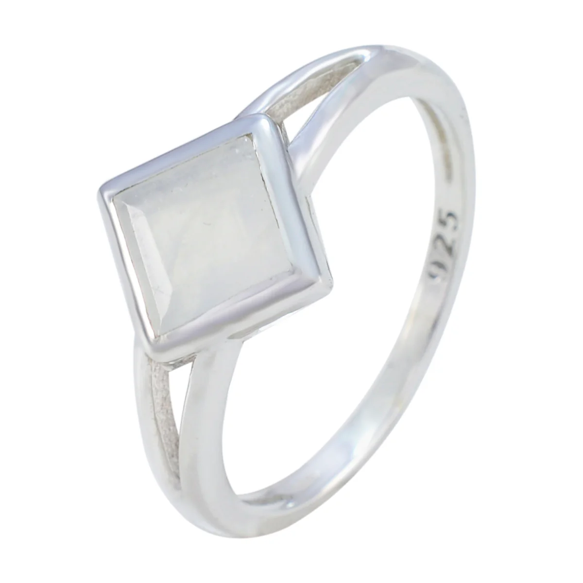 Rainbow Moonstone Solitaire Turkish 925 Silver White Gems Dainty Feminine Ring Jewelry - Image 2