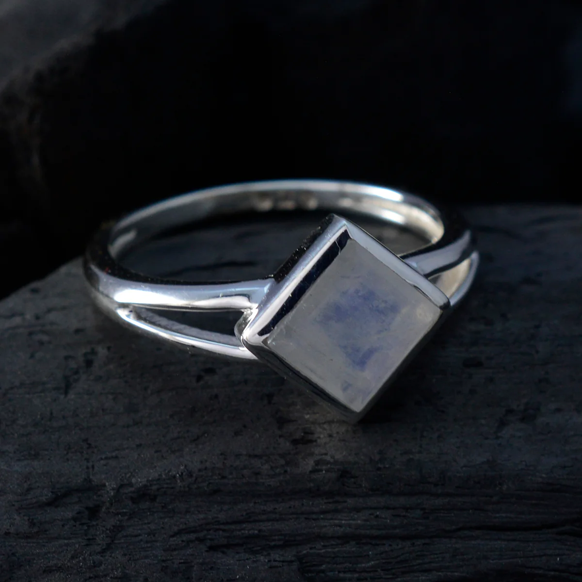 Rainbow Moonstone Solitaire Turkish 925 Silver White Gems Dainty Feminine Ring Jewelry - Image 4