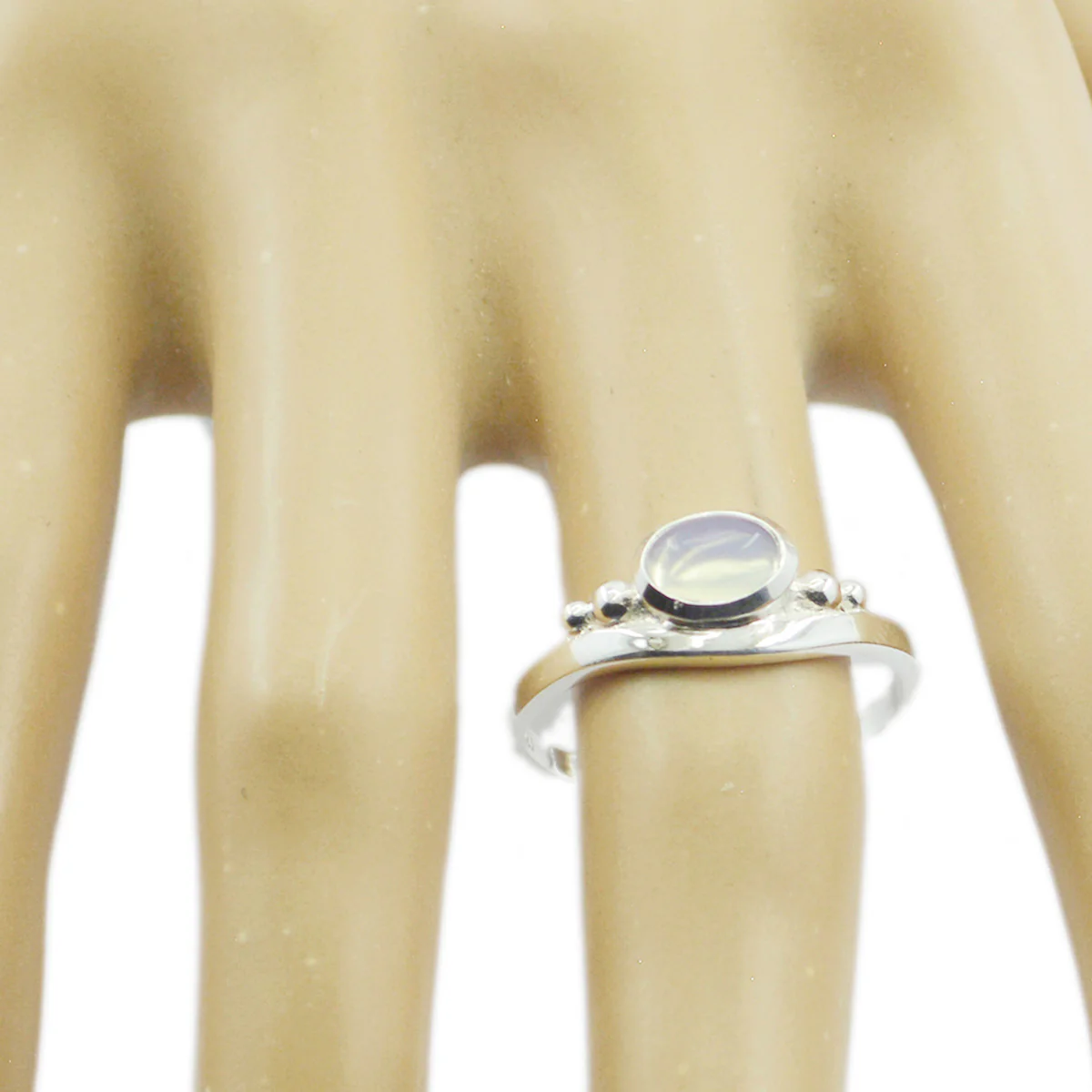Rainbow Moonstone Solitaire Turkish 925 Silver White Gemstones Delicate Graceful Ring Jewelry - Image 2
