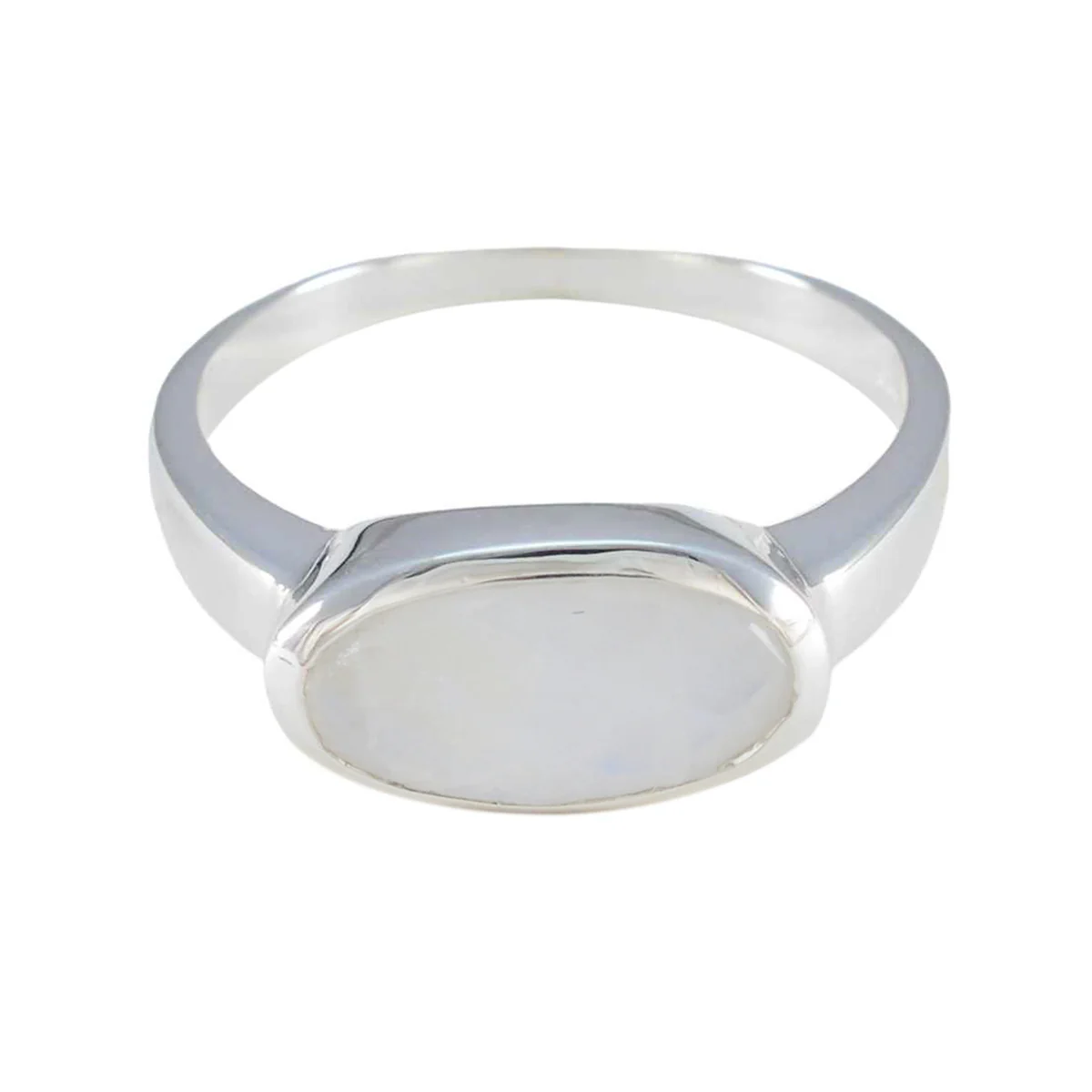 Rainbow Moonstone Solitaire Turkish 925 Sterling Silver White Gems Whisper-thin Trendy Ring Jewellery