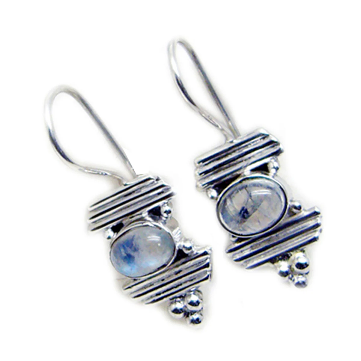 Rainbow Moonstone Spanish Carolina multiple Dangle White 925 Silver Earring - Image 3