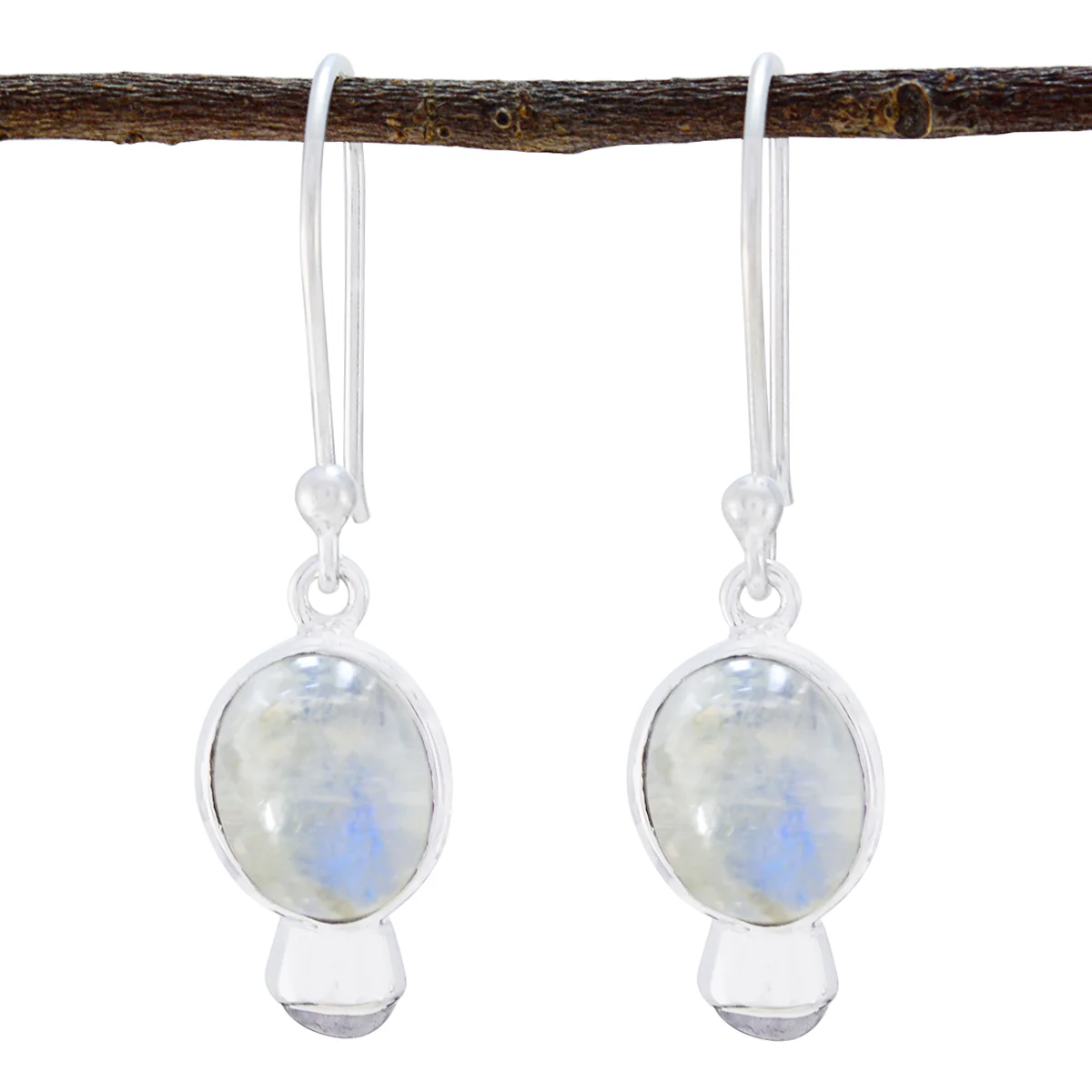 Rainbow Moonstone Spanish Nari multiple Dangle White Sterling Silver Earring