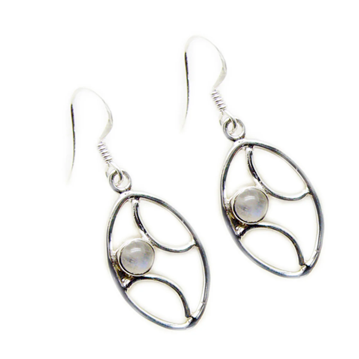 Rainbow Moonstone Turkish Antonia multiple Dangle White 925 Silver Earring - Image 3