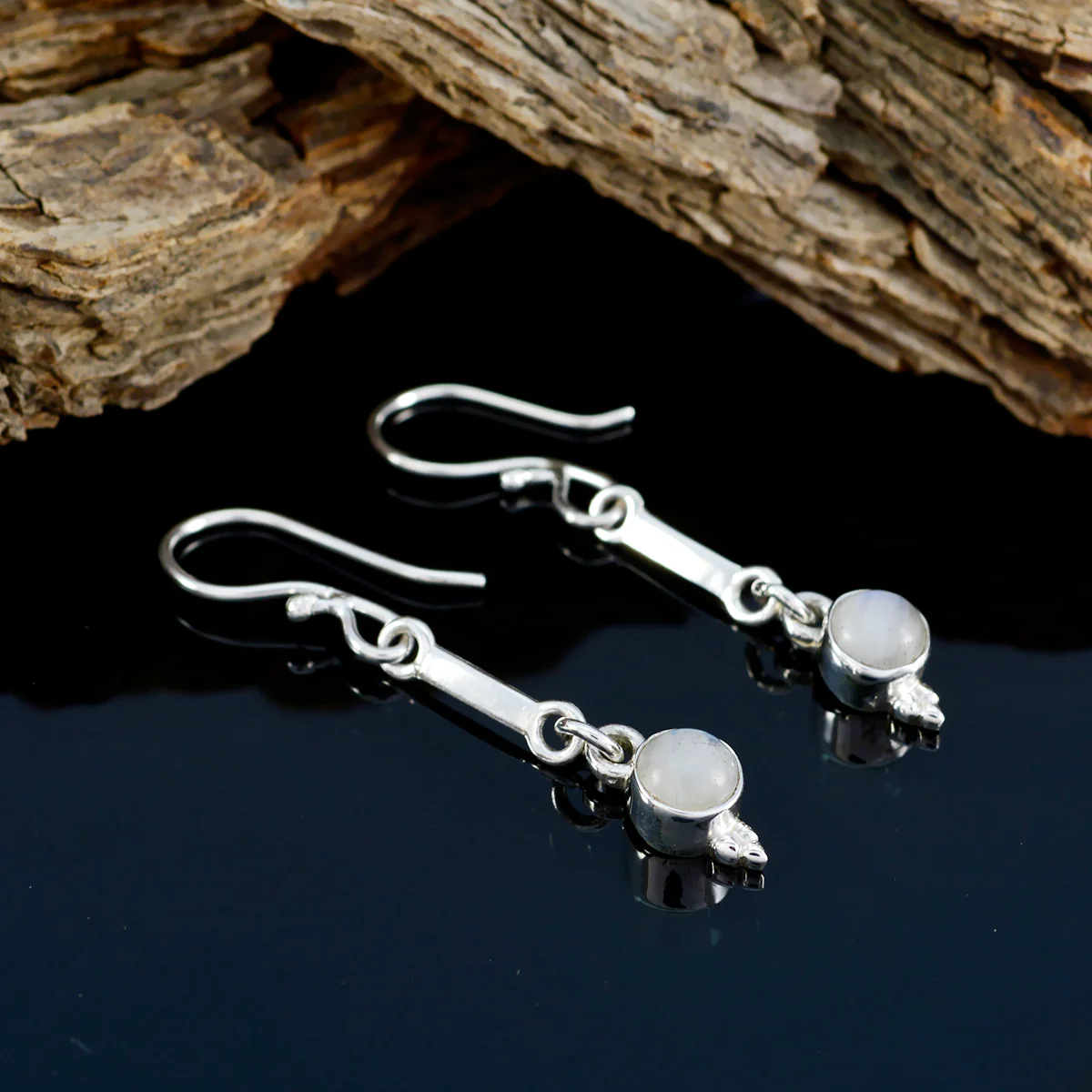 Rainbow Moonstone Turkish Isadora multiple Dangle White Silver Earring - Image 3