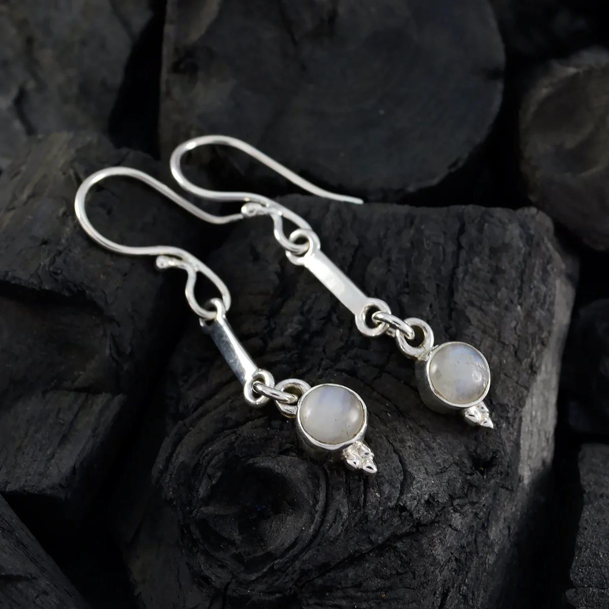 Rainbow Moonstone Turkish Isadora multiple Dangle White Silver Earring - Image 4