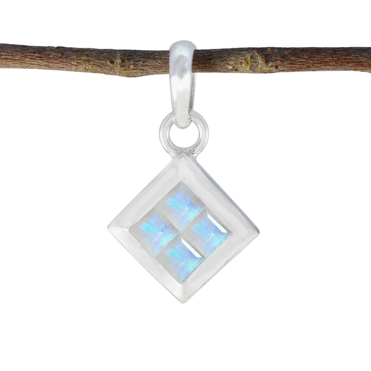 Rainbow Moonstone Whisper-thin American Sterling Silver quarter Mia Engagement White Pendant Jewellery - Image 2