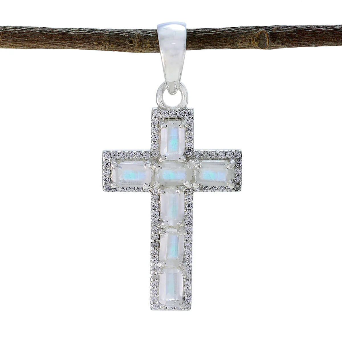Rainbow Moonstone Whisper-thin Australian 925 Silver multiple Kennedy Eternity White Pendant Jewelry - Image 2