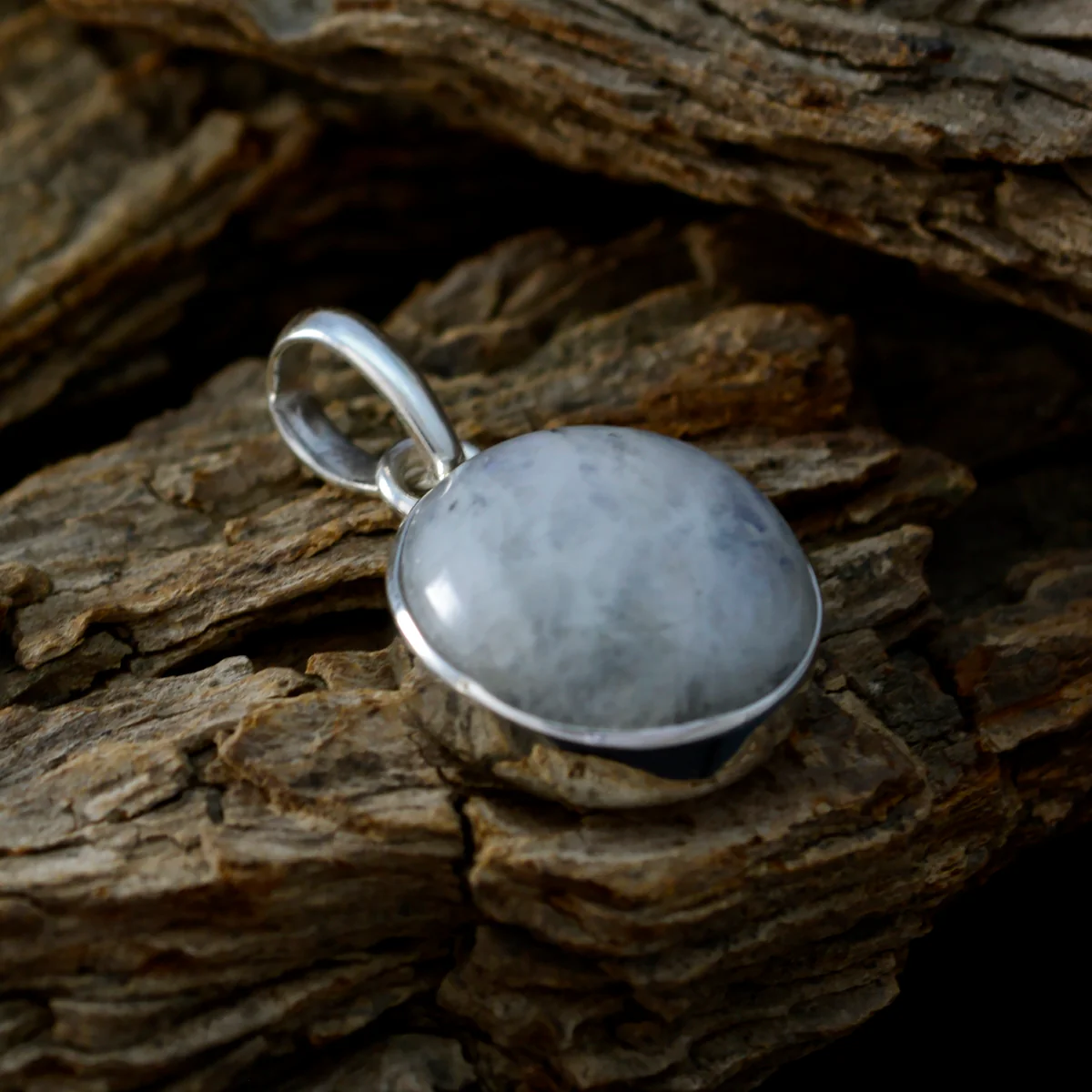 Rainbow Moonstone Whisper-thin Latin American Silver Solitaire Micaela Bubble White Pendant Jewelry - Image 3