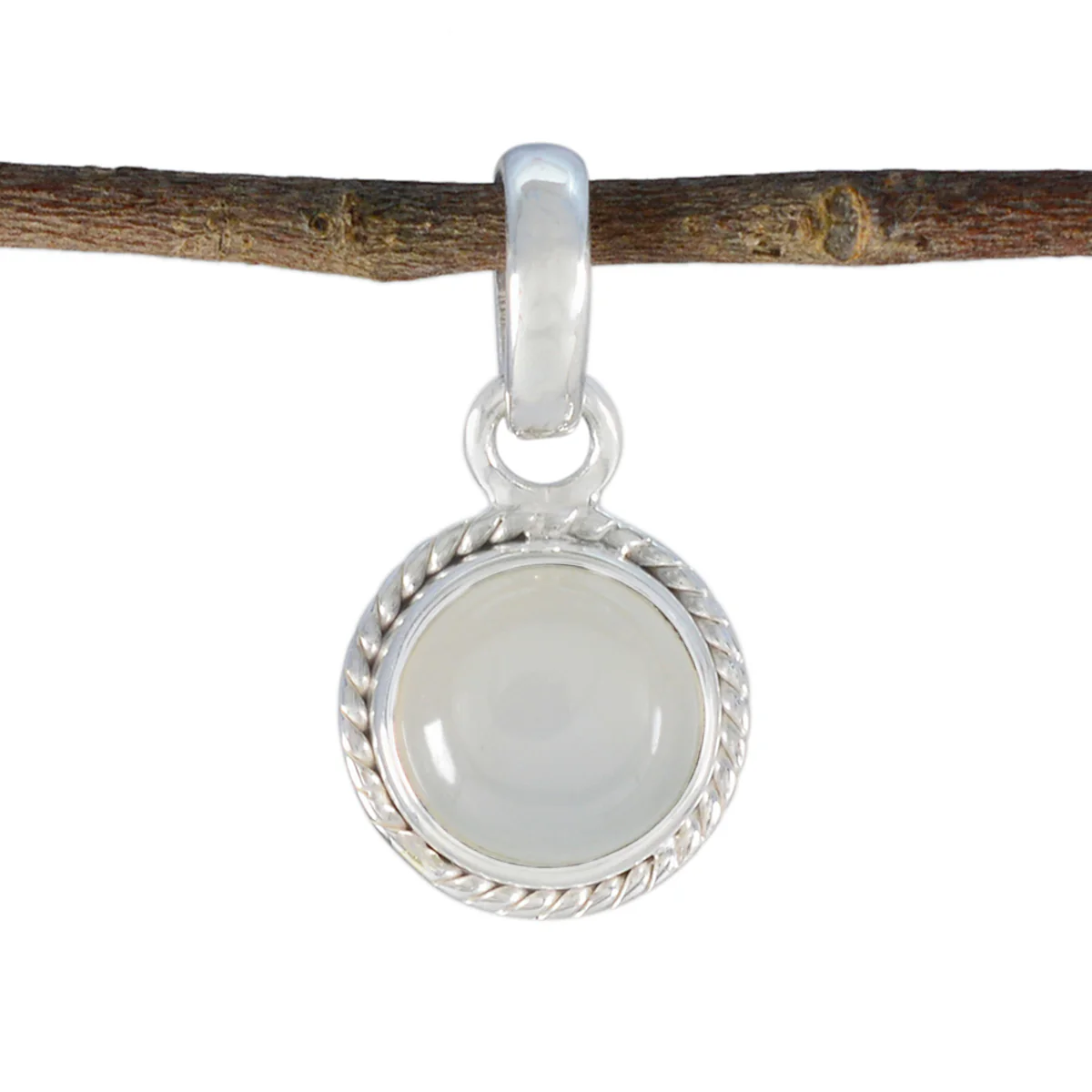 Rainbow Moonstone Whisper-thin Moroccan Silver Solitaire Pilar Rope-Wire White Pendant Jewelry
