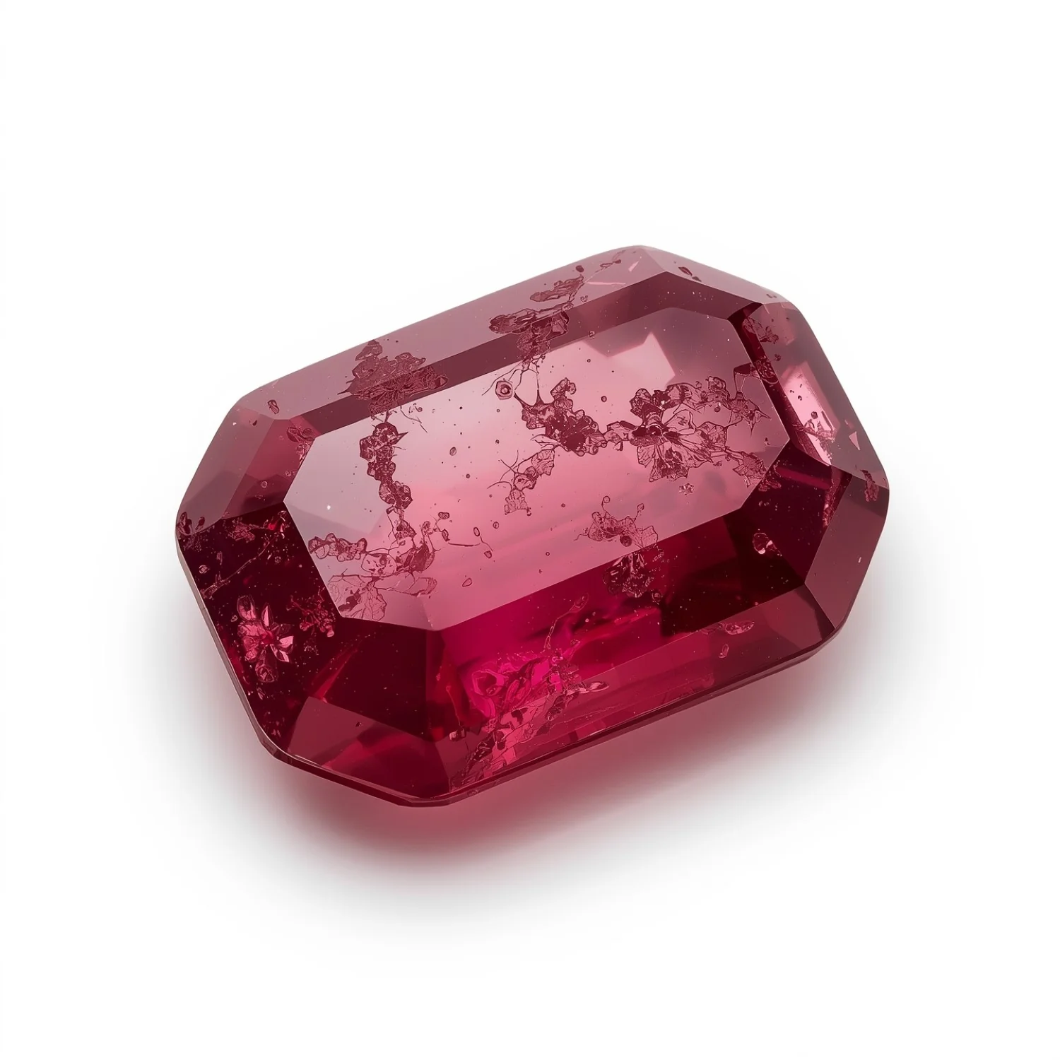 Red Jade 1PC Large 10x12 MM Emerald Faceted Red Fine Semi Precious Loose Gemstone - Image 2