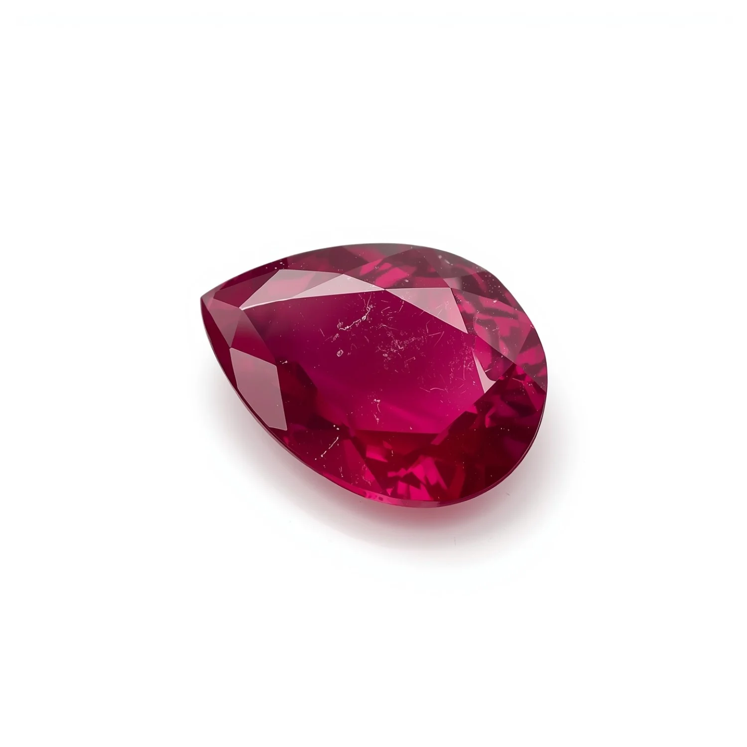 Red Jade 1PC Large 9x11 MM Pear Faceted Red Splendid Semi Precious Loose Gemstone - Image 2