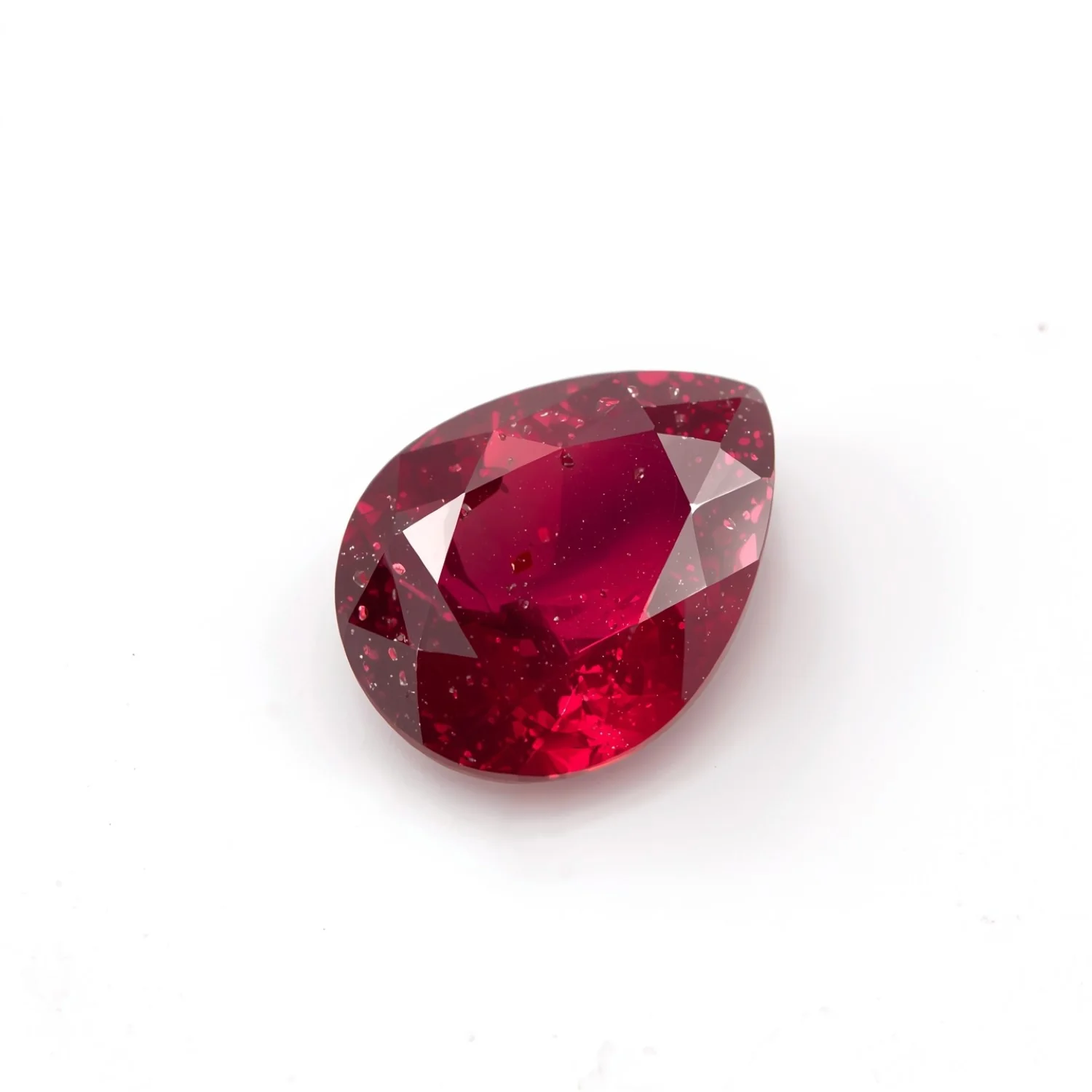 Red Jade 1PC Medium 7x10 MM Pear Faceted Red Sparkling Semi Precious Gems