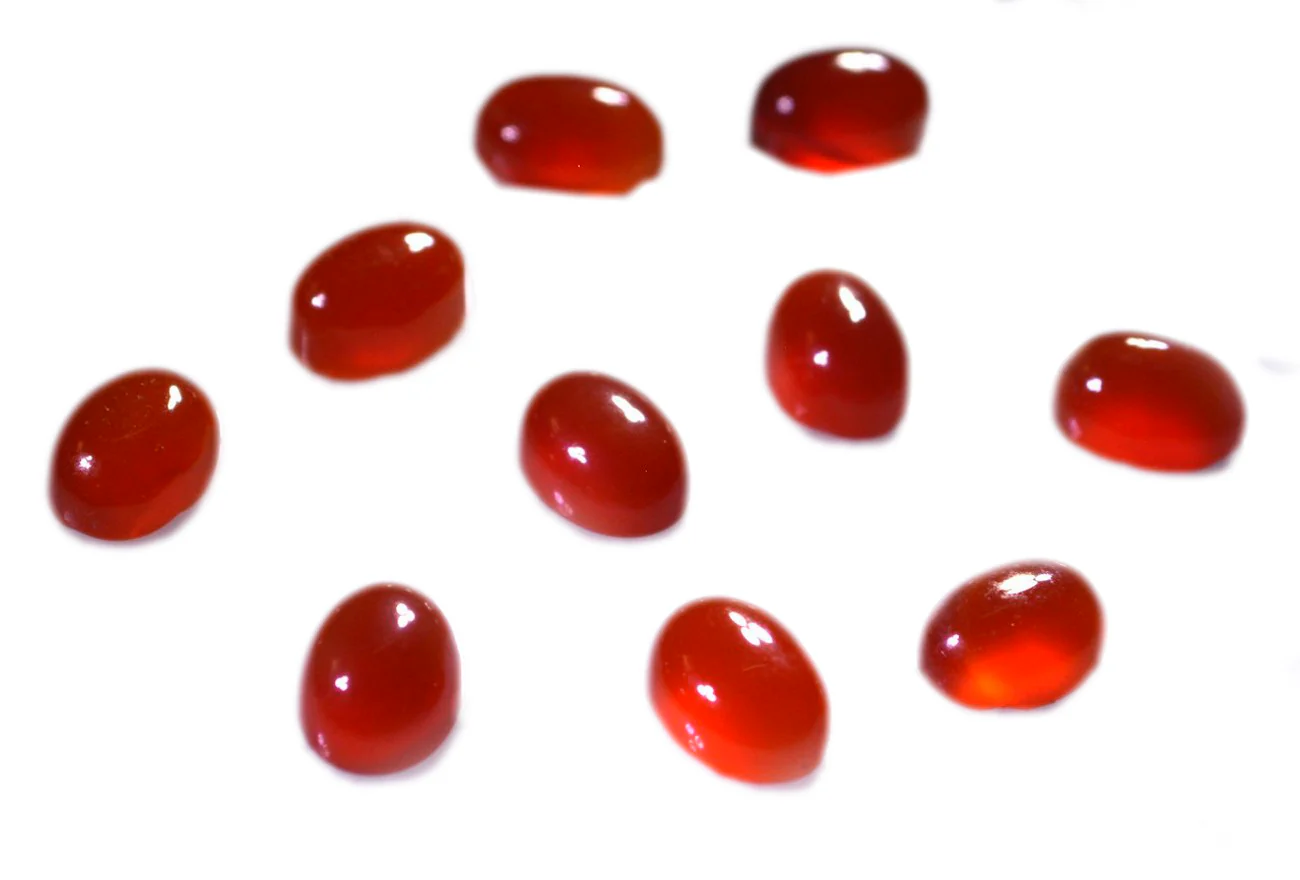 Red Onyx 10PC Tiny 3x5 MM Oval Cabochon Red Shine semi Precious Precious Gemstone - Image 3