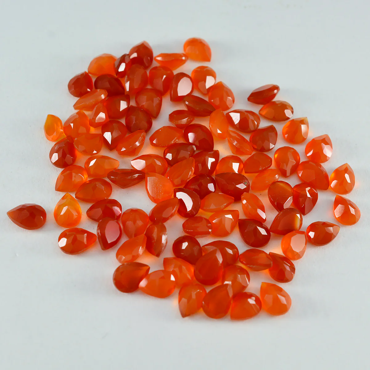 Red Onyx 10PC Tiny 4x6 MM Pear Faceted Red Superior Semi Precious Loose Gemstone - Image 3