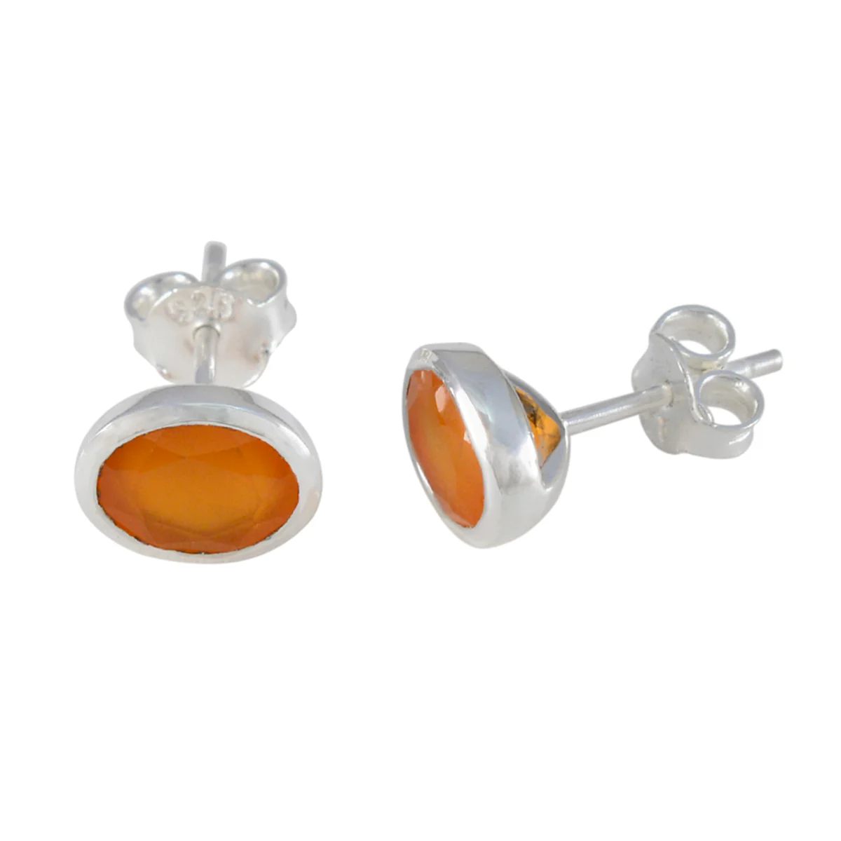 Red Onyx African Naomi Solitaire Stud Red Silver Earring - Image 2