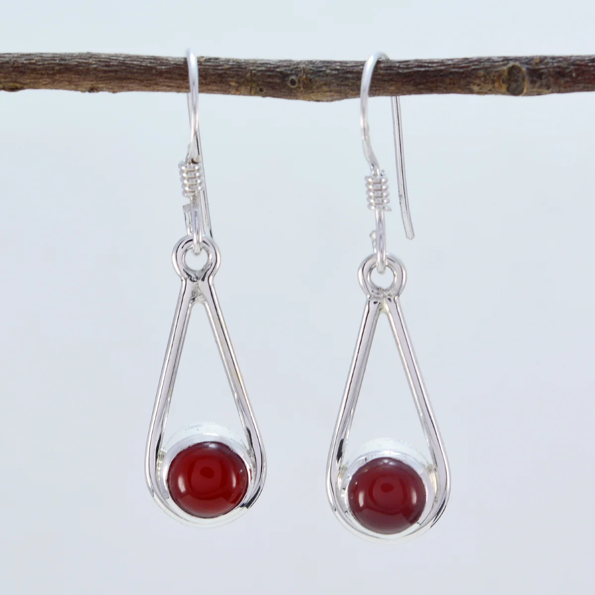 Red Onyx American Lorena multiple Dangle Red 92.5 Silver Earring - Image 2