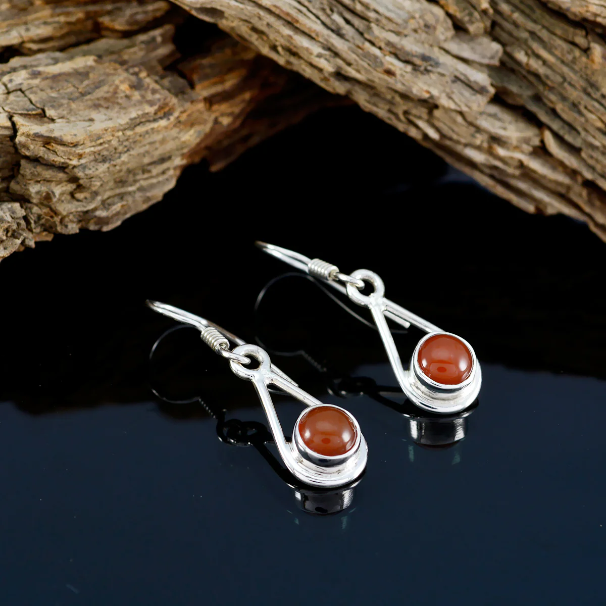 Red Onyx American Lorena multiple Dangle Red 92.5 Silver Earring - Image 4