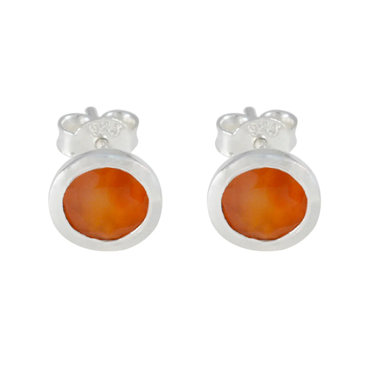 Red Onyx French Aiko Solitaire Stud Red Sterling Silver Earring