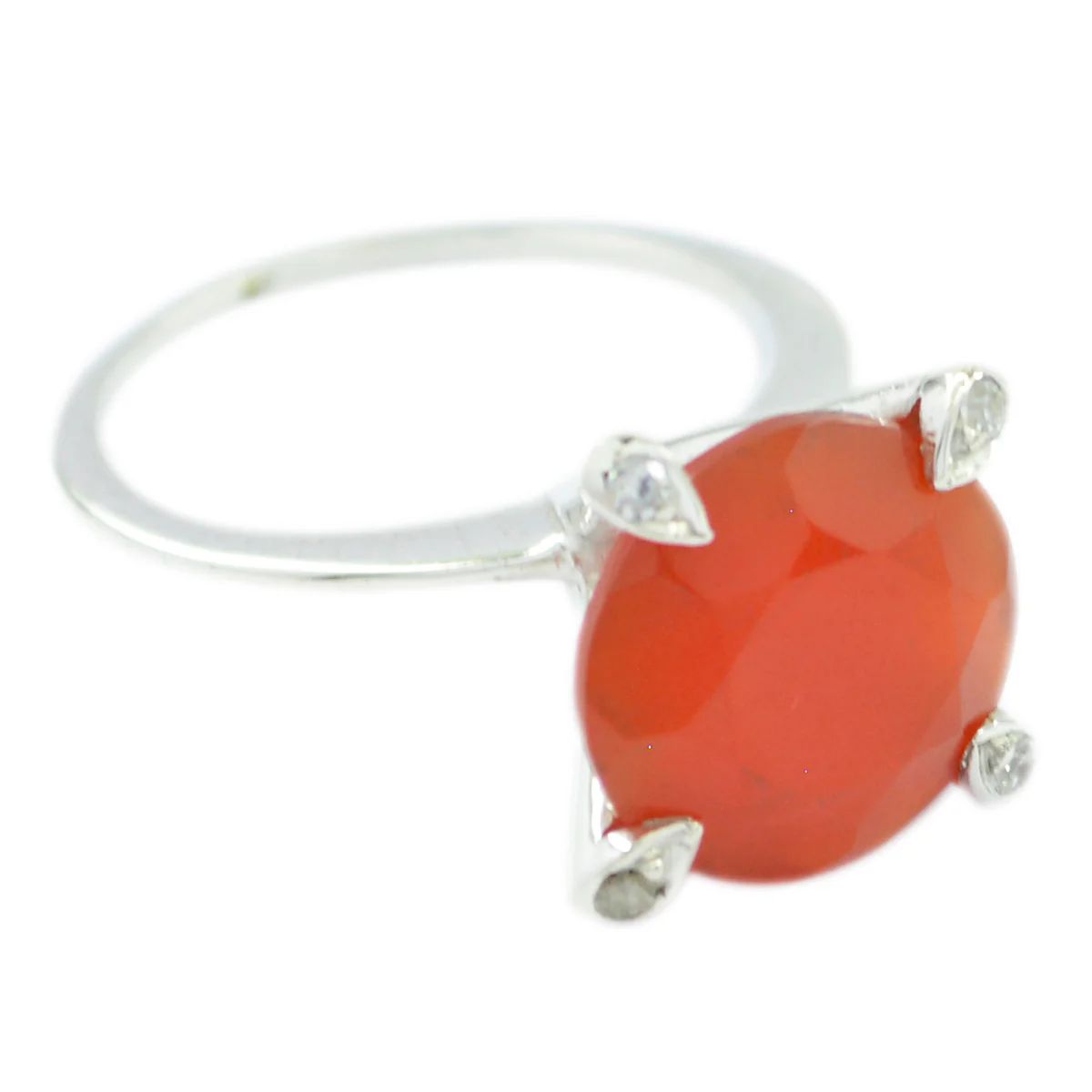 Red onyx Halo Moroccan 925 Silver Red Gems Slim Trendy Ring Jewelry