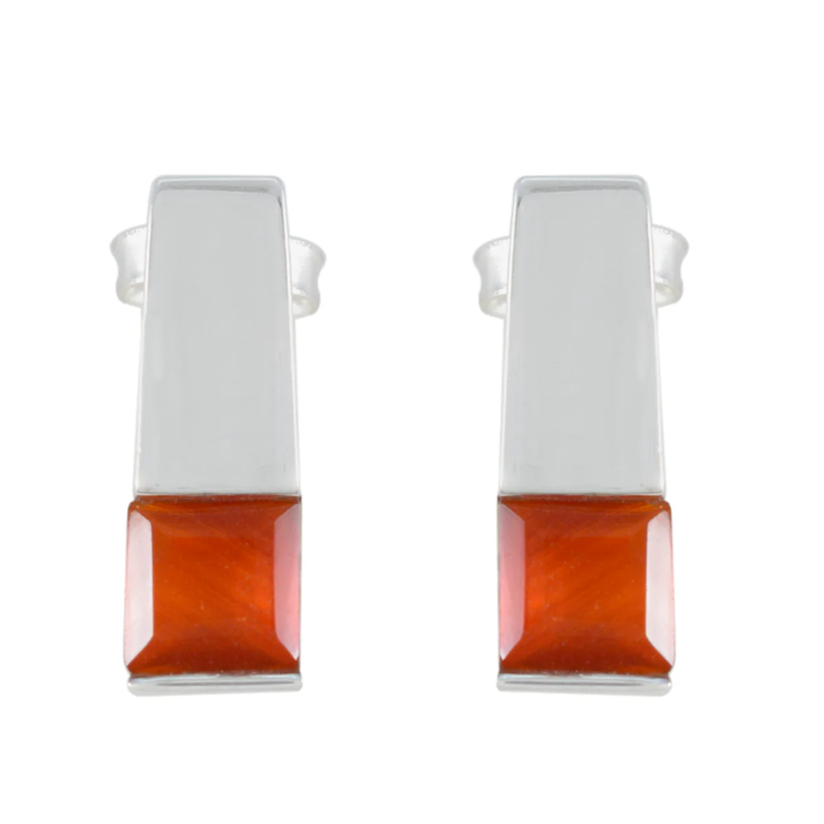 Red Onyx Moroccan Marie Solitaire Stud Red 92.5 Silver Earring