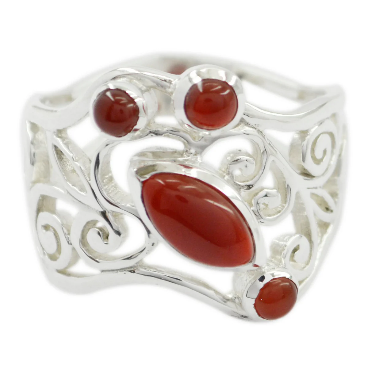 Red onyx quarter Latin American Silver Red Gemstones Essential Filigree Ring Jewellery