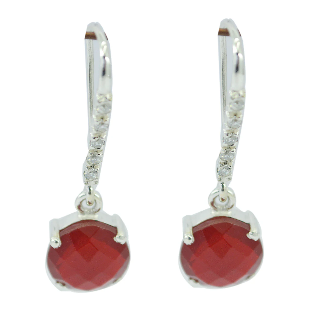 Red Onyx Russian Eva multiple Dangle Red Sterling Silver Earring - Image 2