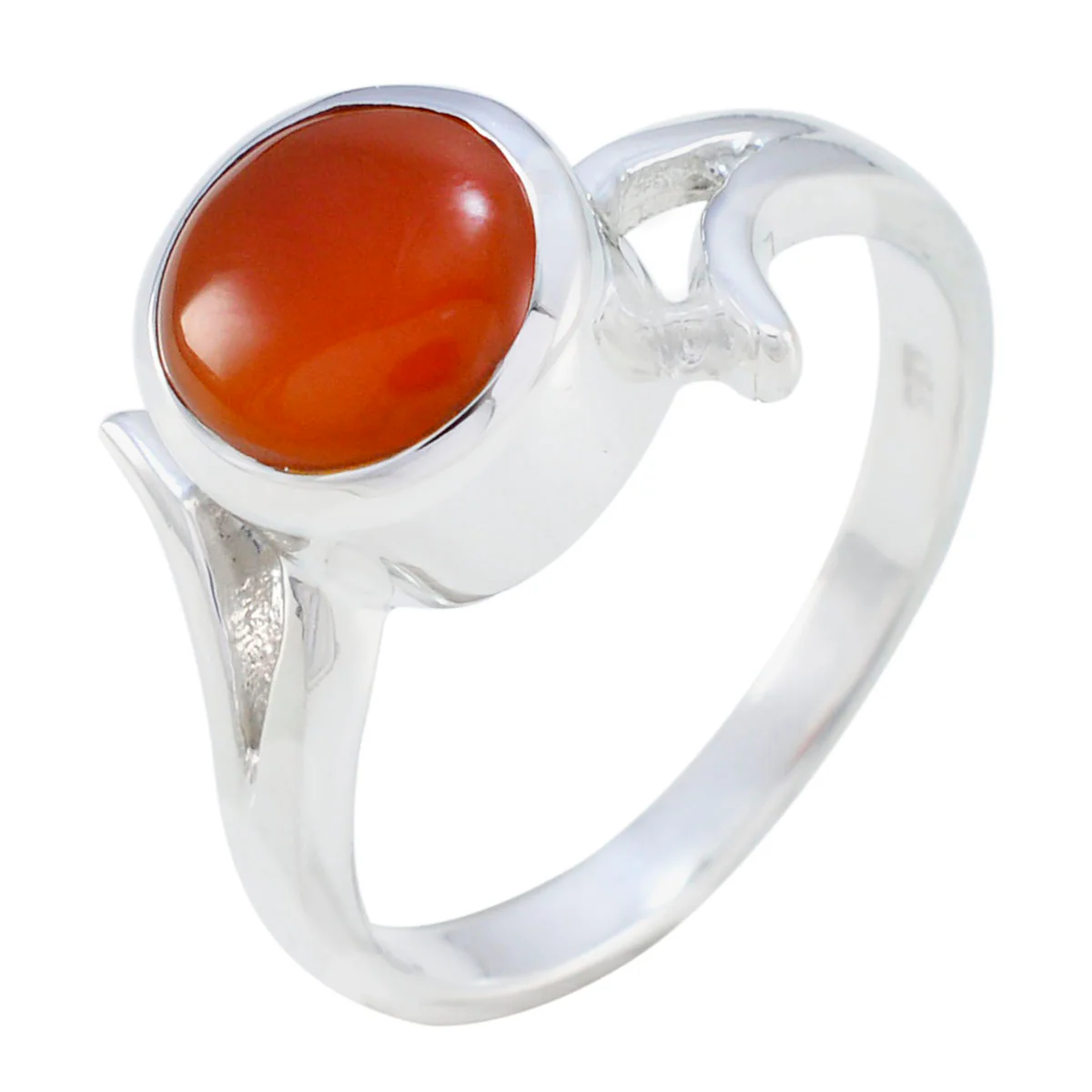 Red Onyx Solitaire French Sterling Silver Red Gemstone Slim Abstract Ring Jewellery - Image 2