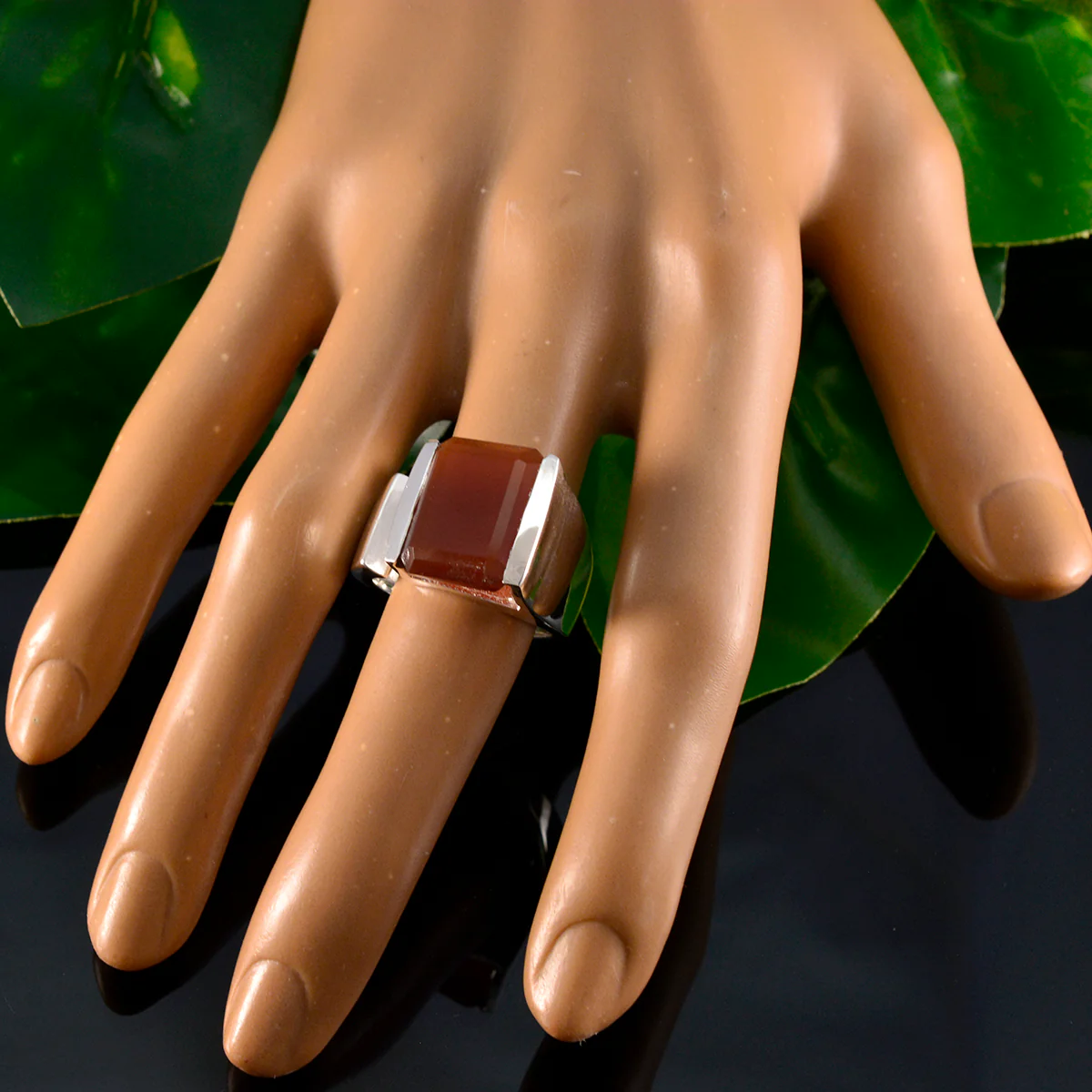 Red Onyx Solitaire Italian Sterling Silver Red Gemstones Chunky antique Ring Jewellery - Image 5