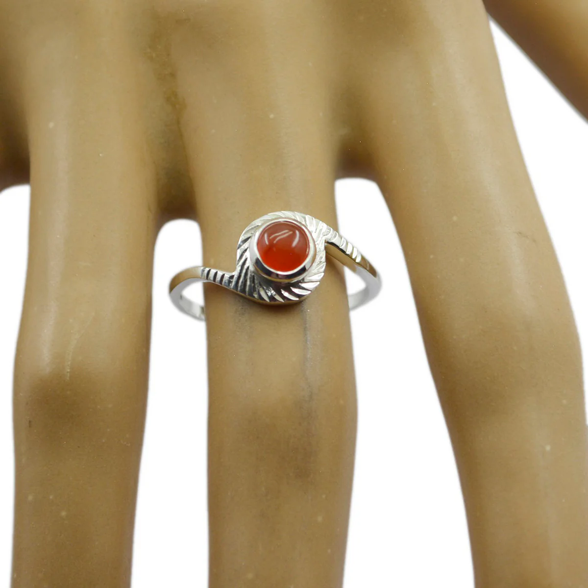 Red onyx Solitaire Japanese 925 Sterling Silver Red Gemstones Dainty Glamorous Ring Jewelry - Image 2