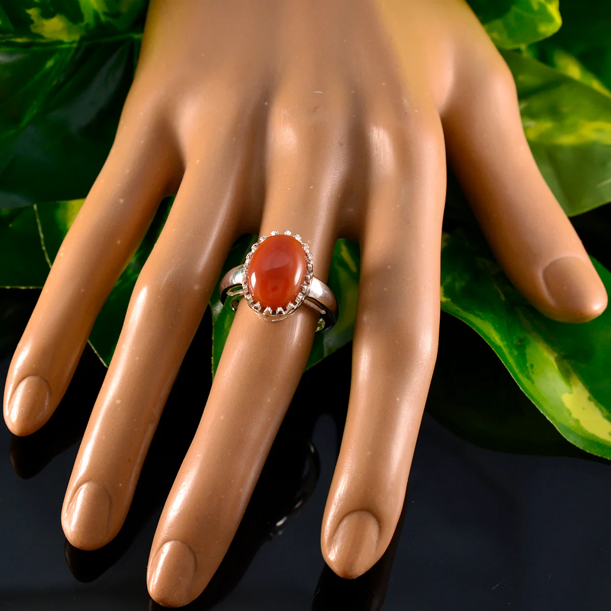 Red Onyx Solitaire Moroccan Sterling Silver Red Gems Classic Romantic Ring Jewellery - Image 6
