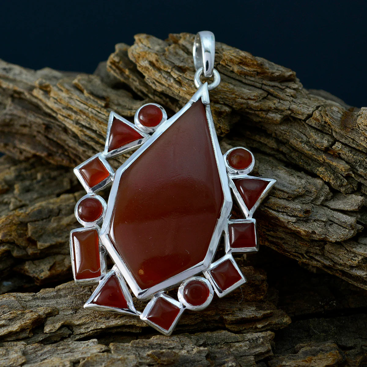 Red onyx Statement Russian Silver multiple Clara Glamorous Red Pendant Jewelry - Image 2