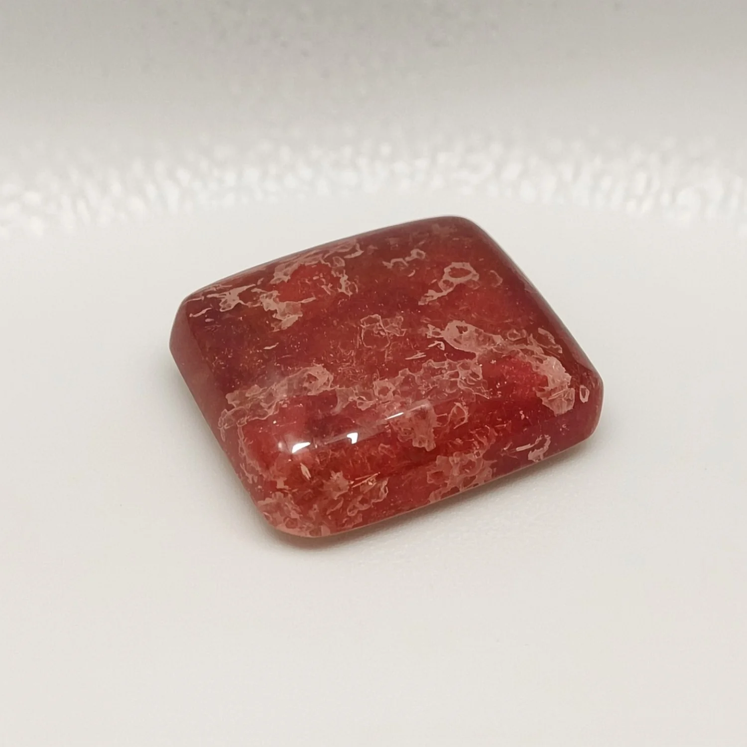 Red Strawberry Quartz 1PC Small 6x9 MM Emerald Cabochon Red Polished semi Precious Precious Gemstone - Image 2