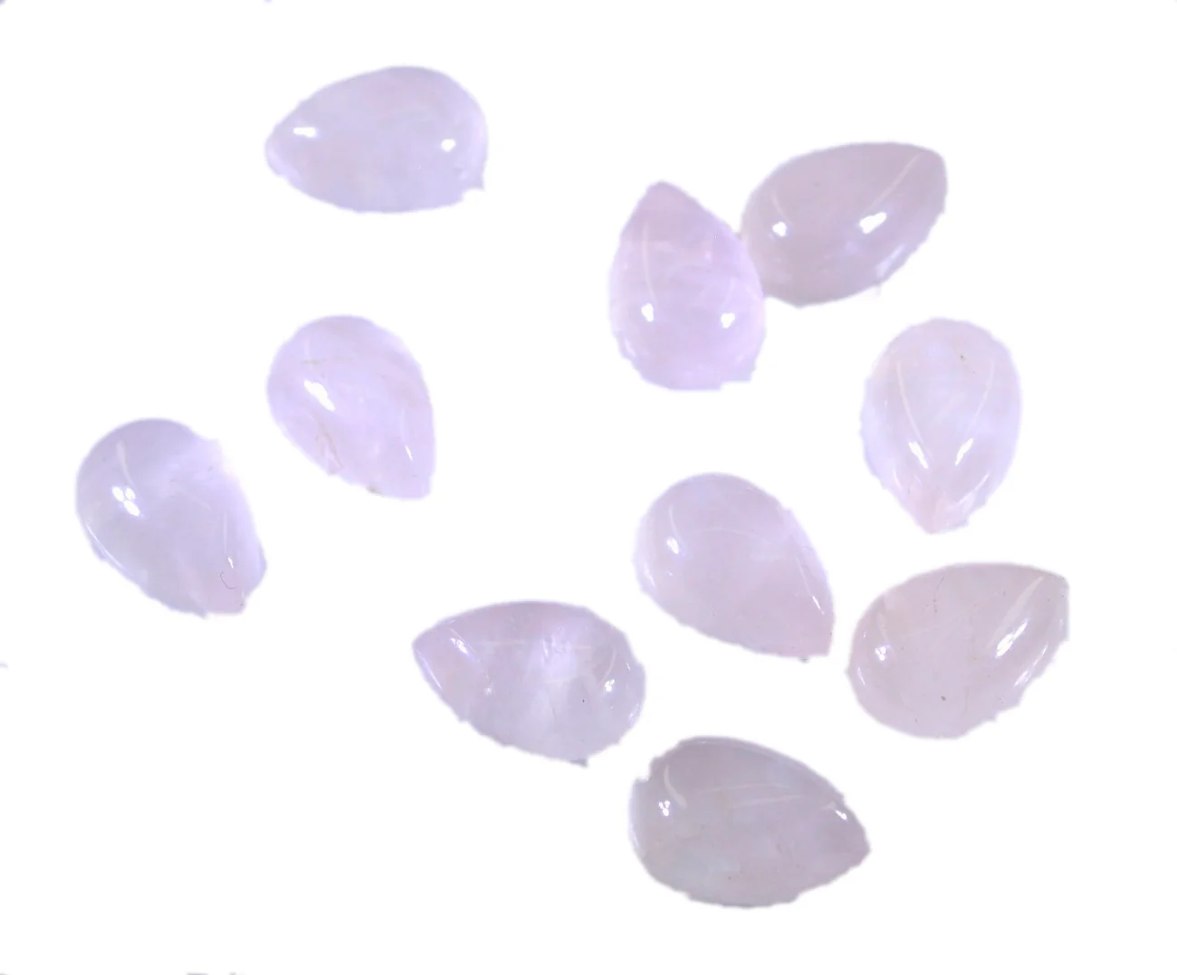 Rose Quartz 10PC Tiny 3x5 MM Pear Cabochon Pink Lustrous semi Precious Loose Gemstone - Image 2