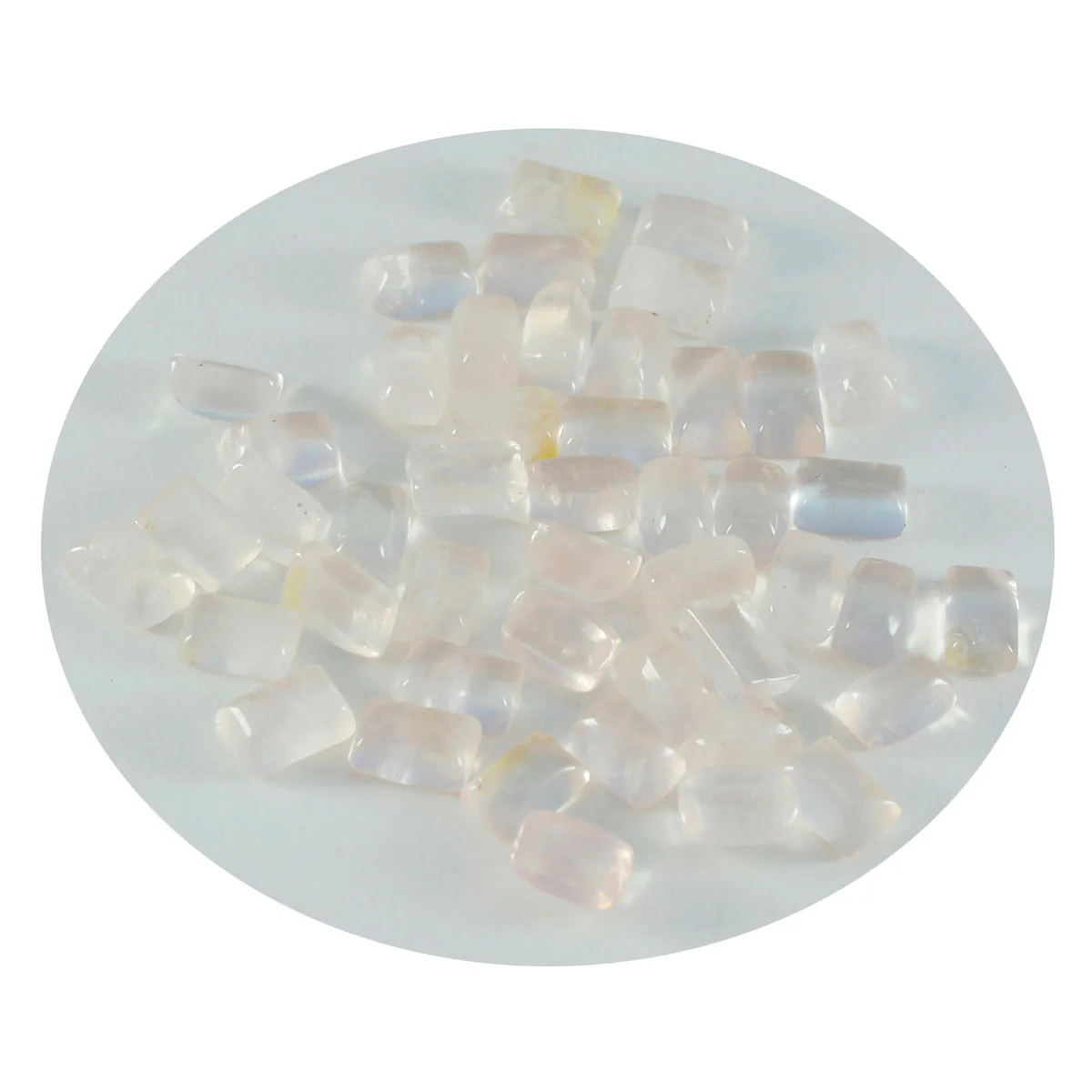 Rose Quartz 10PC Tiny 4x6 MM Emerald Cabochon Pink Genuine semi Precious Loose Gems - Image 2