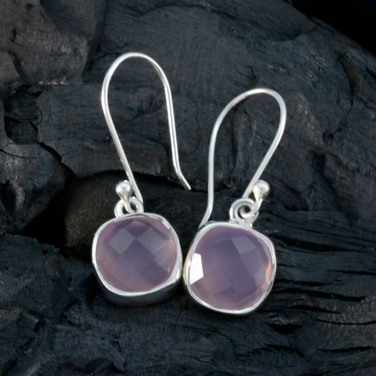 Rose Quartz African Lucy multiple Dangle Pink 925 Sterling Silver Earring - Image 2