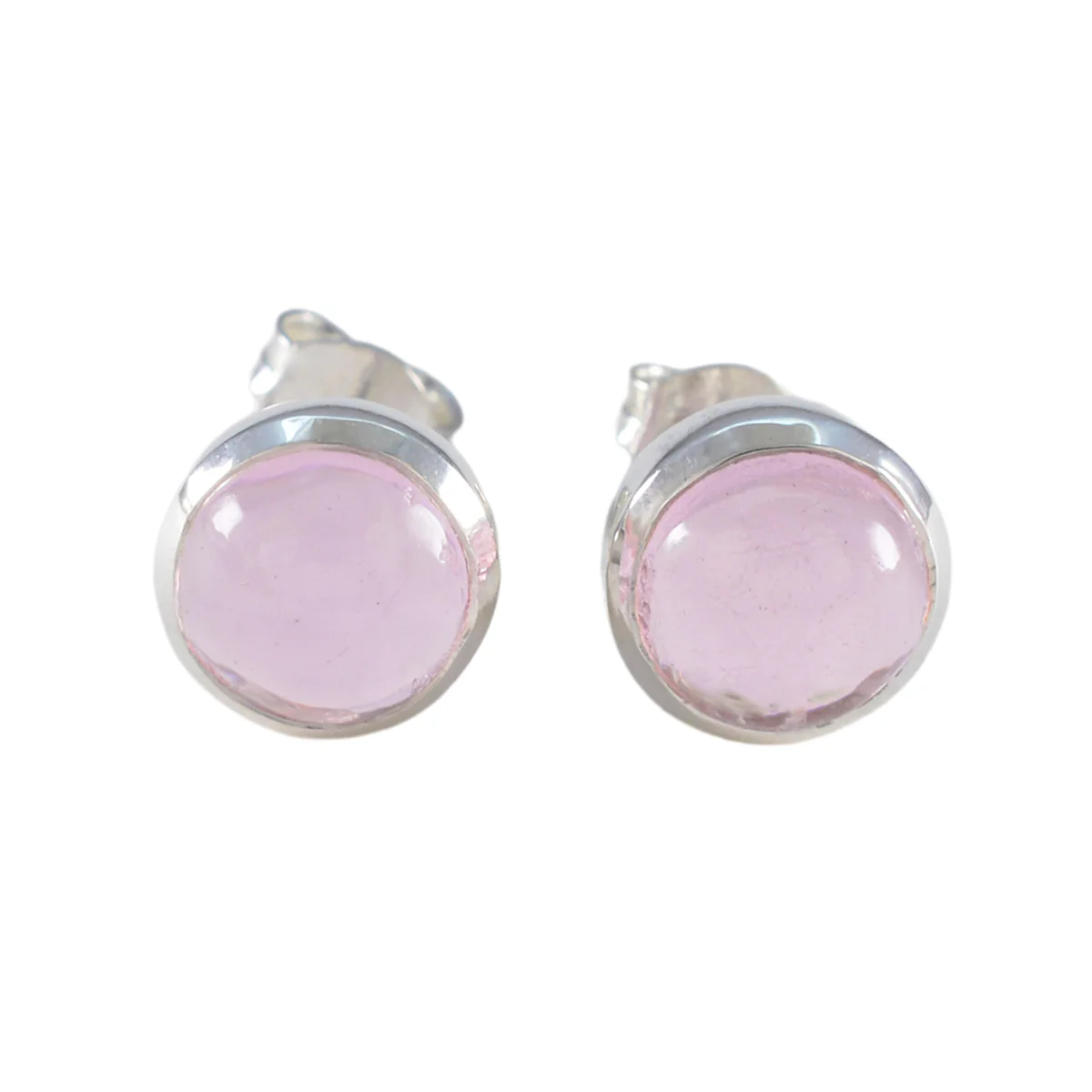 Rose Quartz American Riley Solitaire Stud Pink Silver Earring
