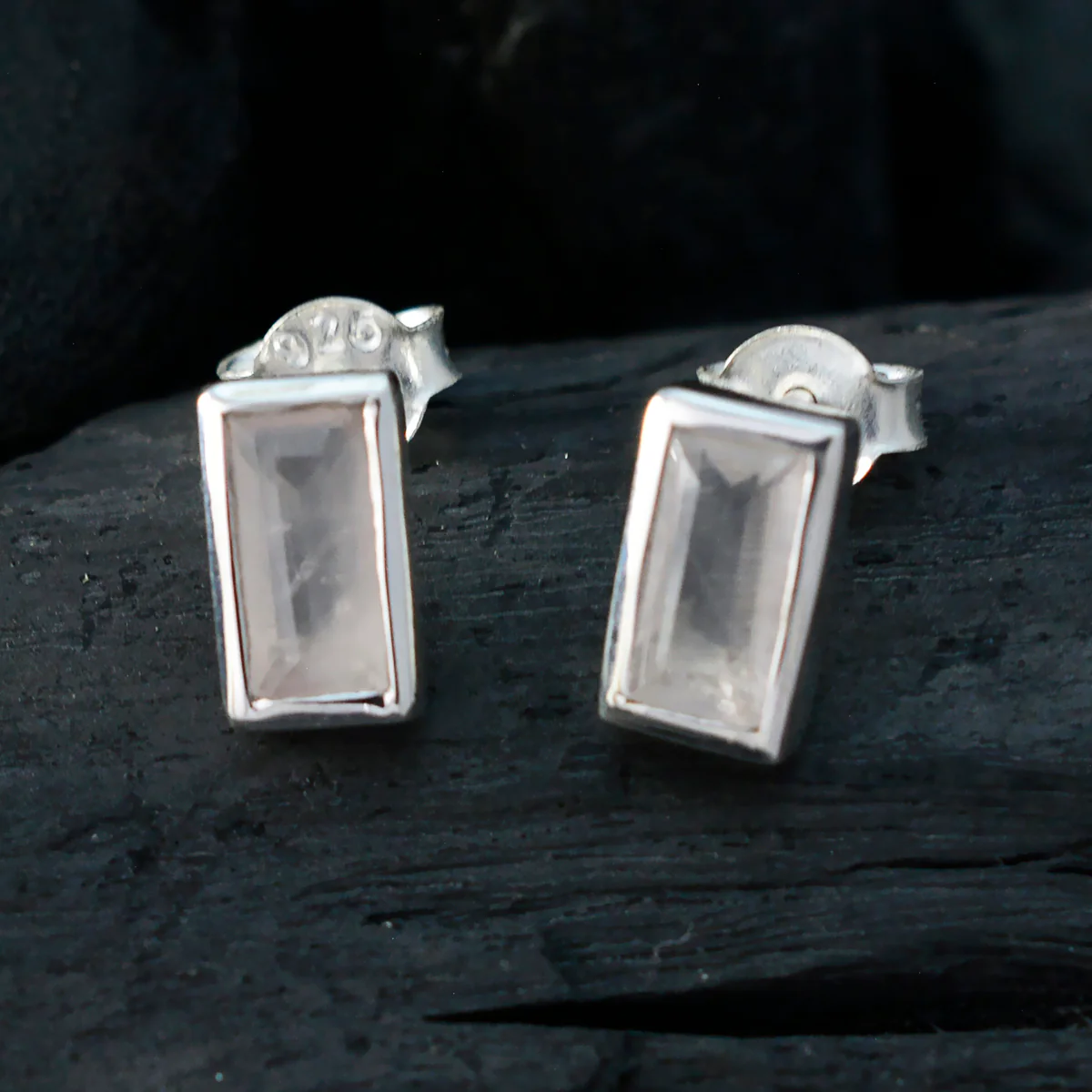 Rose Quartz Australian Hazel Solitaire Stud Pink 92.5 Silver Earring - Image 4