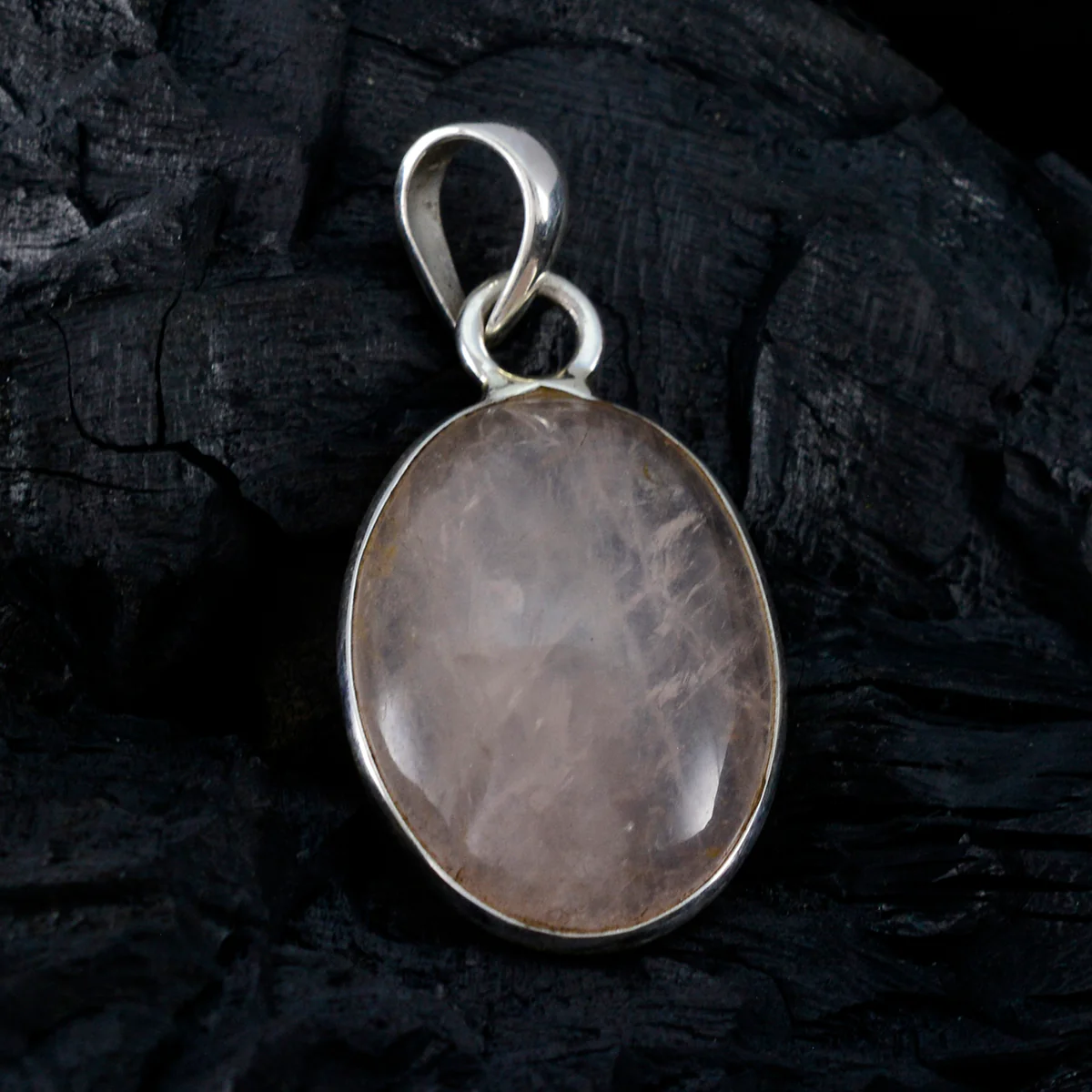 Rose Quartz Classic Turkish 925 Silver Solitaire Victoria Glamorous Pink Pendant Jewelry - Image 3