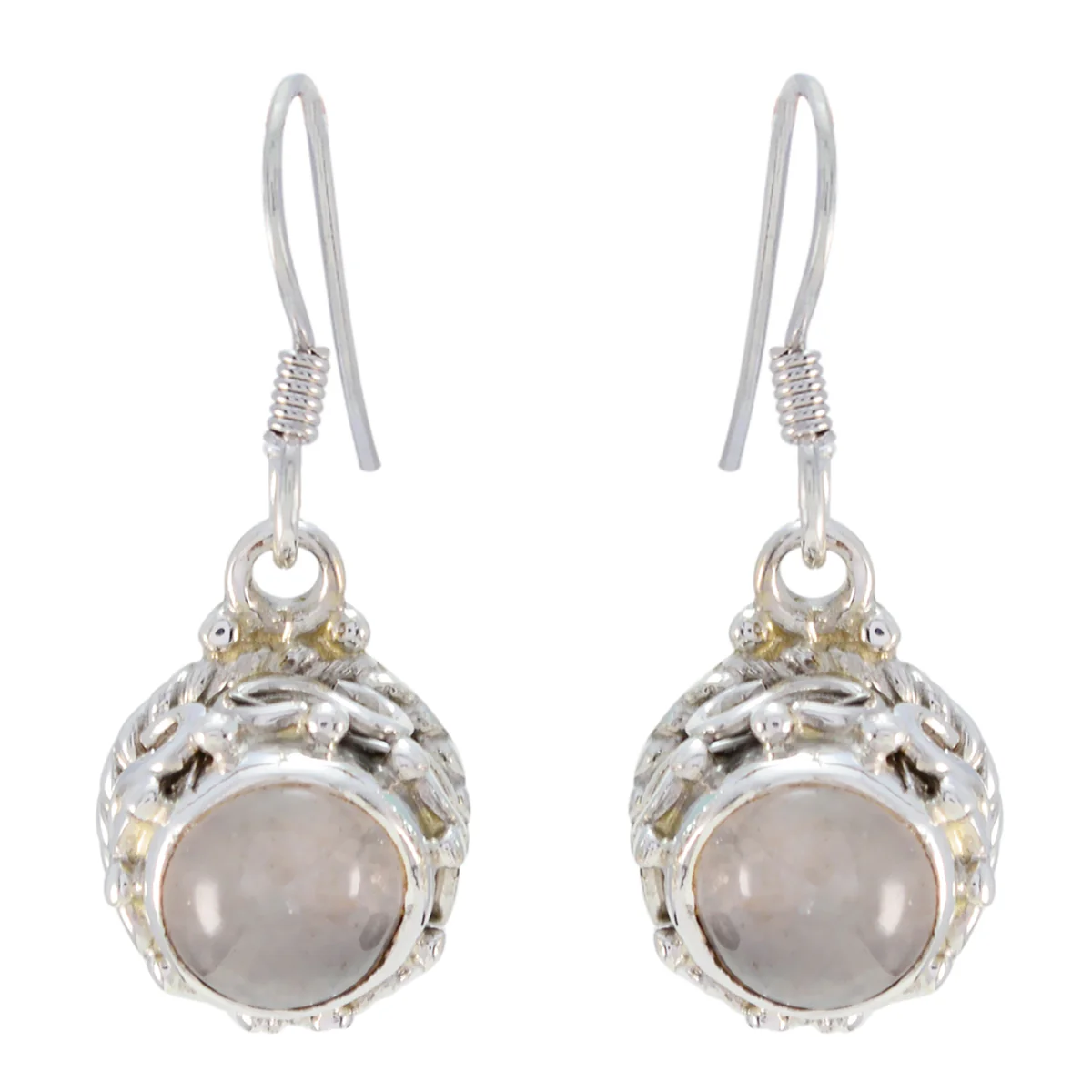 Rose Quartz Egyptian Mila multiple Dangle Pink 925 Sterling Silver Earring