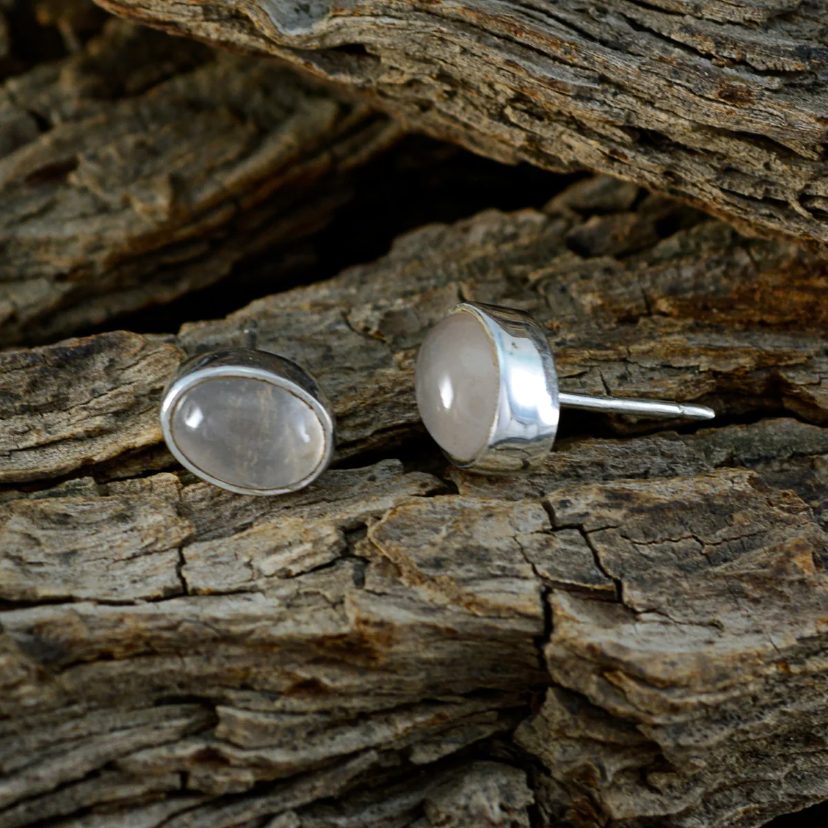 Rose Quartz French Carolina Solitaire Stud Pink 925 Silver Earring - Image 3