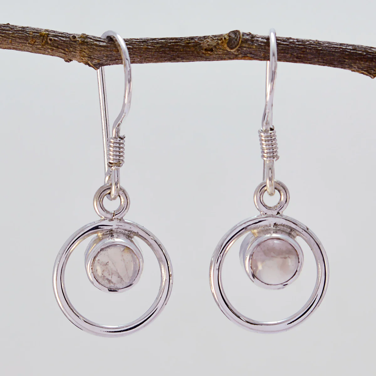 Rose Quartz French Inès multiple Dangle Pink 925 Sterling Silver Earring - Image 3