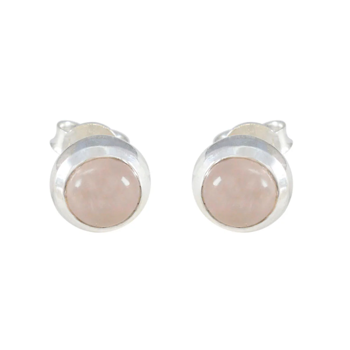 Rose Quartz German Emily Solitaire Stud Pink 925 Silver Earring