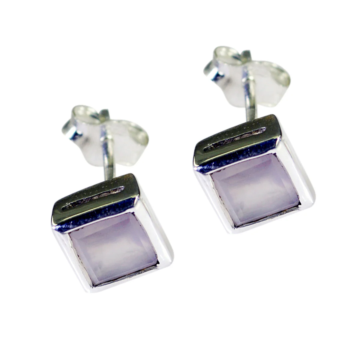 Rose Quartz German Sarah Solitaire Stud Pink 925 Sterling Silver Earring - Image 2